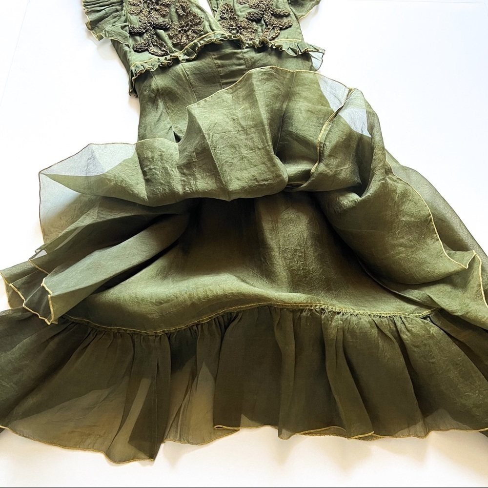 Vintage Gaetano Navarra Forest Nymph Runway Layered & Embroidered Dress Y2K 40 - Picture 5 of 16